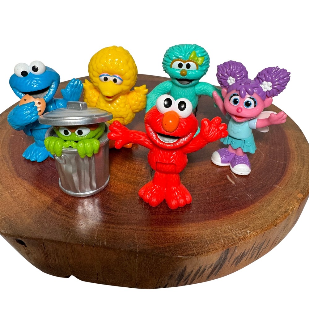Sesame Street Figures Lot Elmo Cookie Monster Big Bird Oscar Abby Rosita 6pc